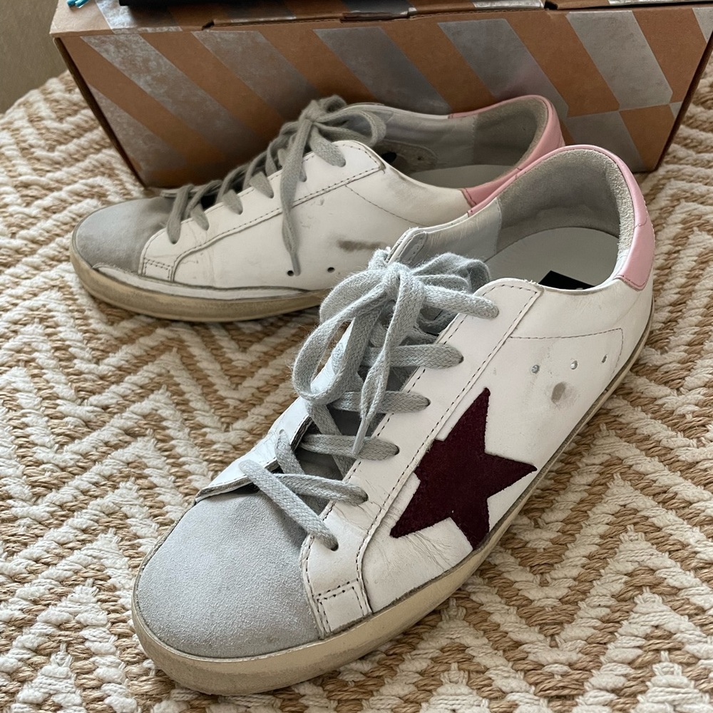 Golden Goose Superstar White-Pink-Bordeaux - Size 38/US 8